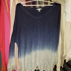 Blue and gray long sleeve blouse